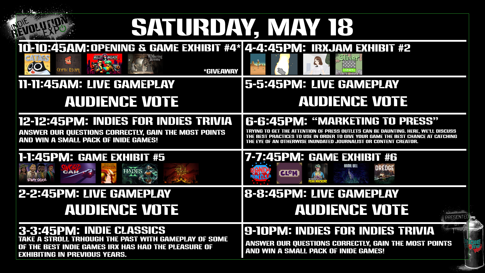 Saturday Schedule